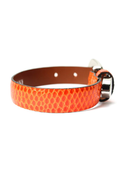 Tardini Unisex Adults Thin Genuine Lizard Buckle Bracelet 8" Orange