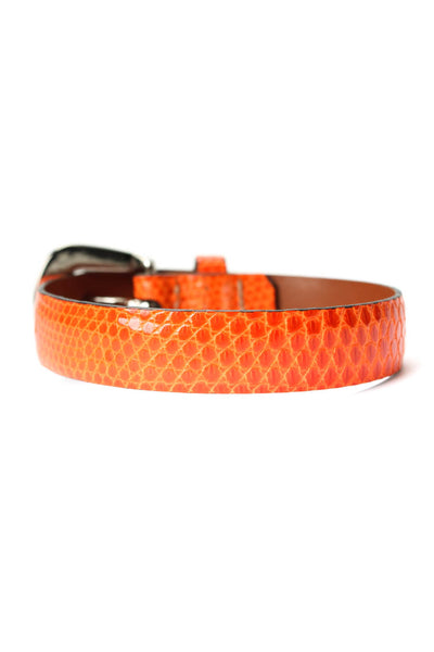 Tardini Unisex Adults Thin Genuine Lizard Buckle Bracelet 8" Orange