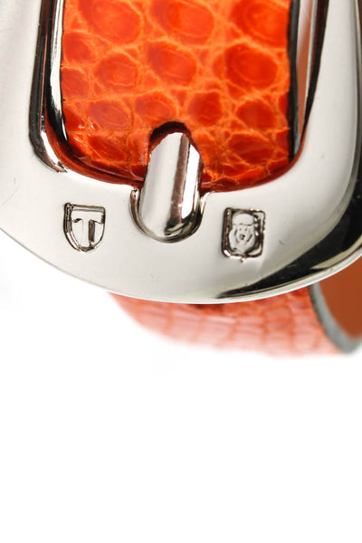 Tardini Unisex Adults Thin Genuine Lizard Buckle Bracelet 8" Orange