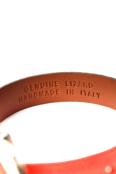 Tardini Unisex Adults Thin Genuine Lizard Buckle Bracelet 8" Orange