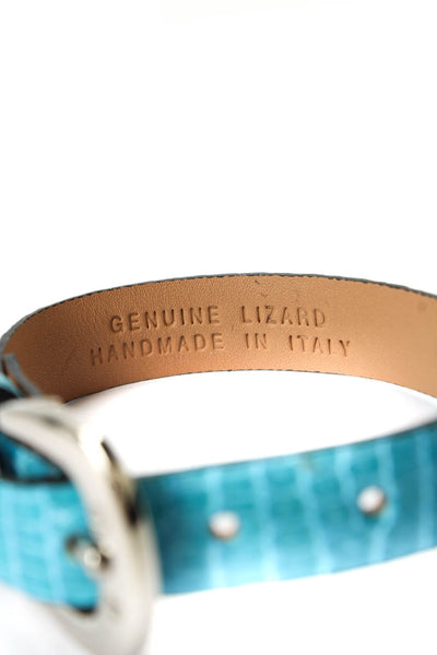 Tardini Unisex Adults Thin Genuine Lizard Buckle Bracelet 8" Sky Blue