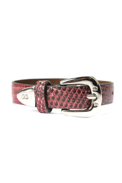 Tardini Unisex Adults Thin Genuine Lizard Buckle Bracelet 8" Dark Purple