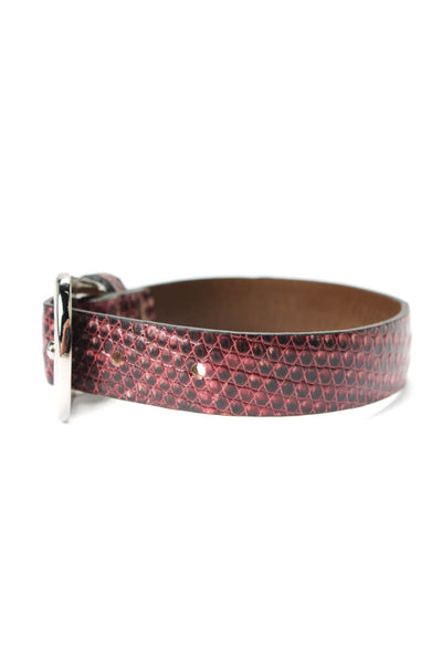 Tardini Unisex Adults Thin Genuine Lizard Buckle Bracelet 8" Dark Purple