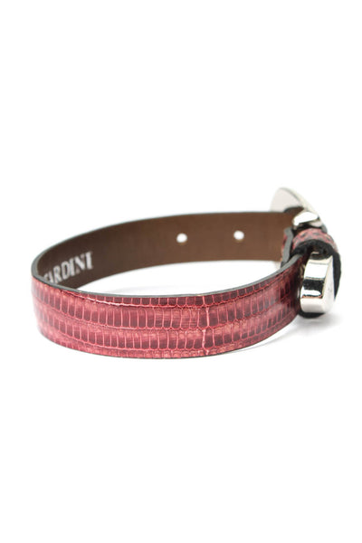 Tardini Unisex Adults Thin Genuine Lizard Buckle Bracelet 8" Dark Purple