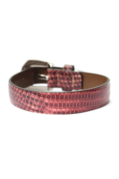 Tardini Unisex Adults Thin Genuine Lizard Buckle Bracelet 8" Dark Purple
