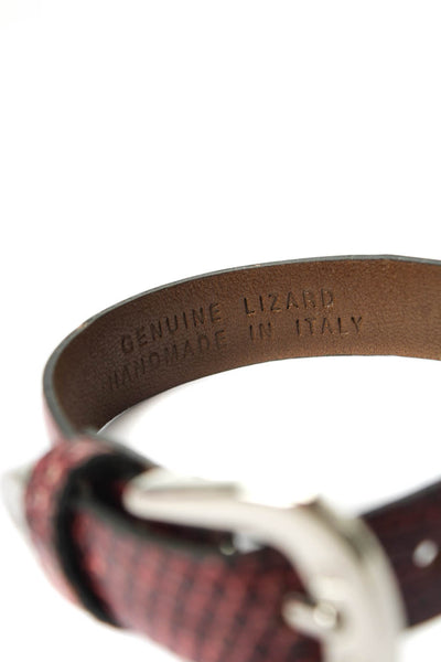 Tardini Unisex Adults Thin Genuine Lizard Buckle Bracelet 8" Dark Purple