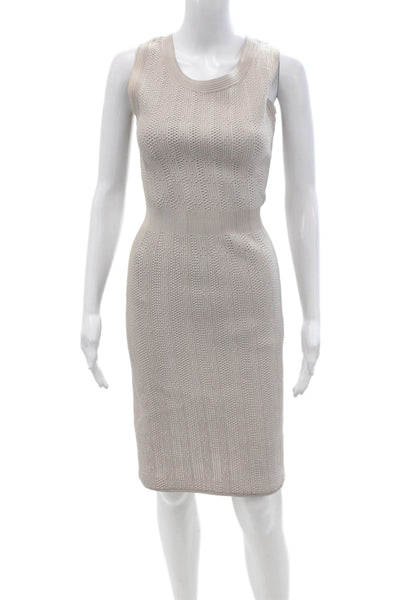 Alaia Women Bodycon Sweater Dress Beige Sleeveless Viscose Polyester Size S
