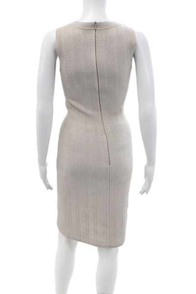 Alaia Women Bodycon Sweater Dress Beige Sleeveless Viscose Polyester Size S