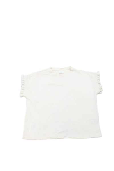 Zara Women White Cotton Jersey Basic Crew Neck Short Sleeve T-Shirt Size 9
