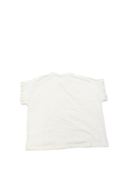Zara Women White Cotton Jersey Basic Crew Neck Short Sleeve T-Shirt Size 9
