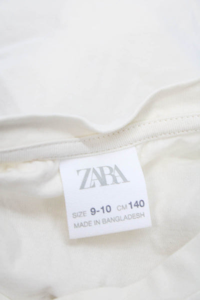 Zara Women White Cotton Jersey Basic Crew Neck Short Sleeve T-Shirt Size 9