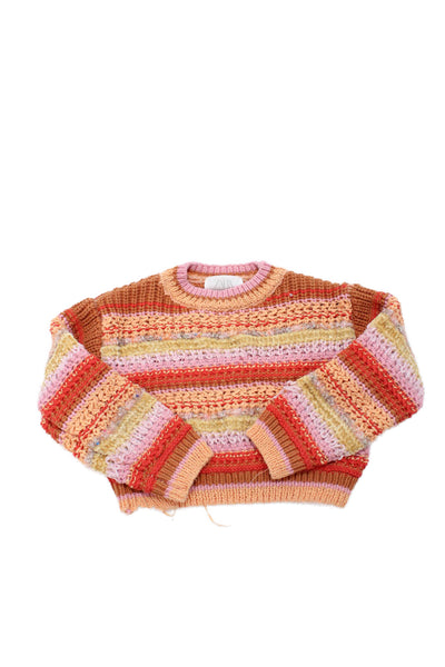 Zara Girls Cotton Blend Knit Striped Pullover Sweater Top Multicolor Size 9-10
