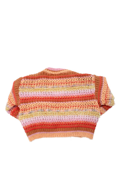 Zara Girls Cotton Blend Knit Striped Pullover Sweater Top Multicolor Size 9-10