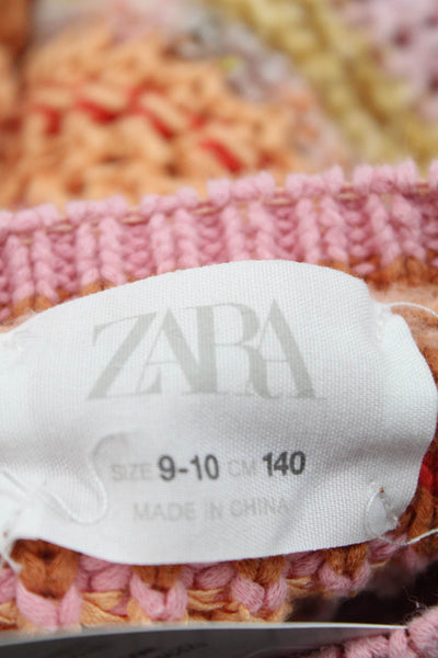 Zara Girls Cotton Blend Knit Striped Pullover Sweater Top Multicolor Size 9-10