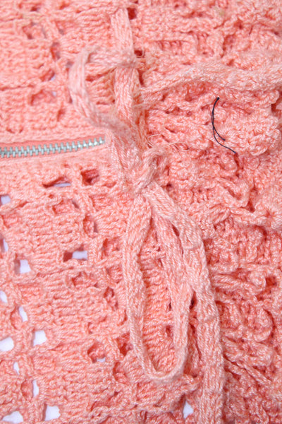 Anna Kosturova Girls Crochet Sleeveless Romper Orange Size 2Y