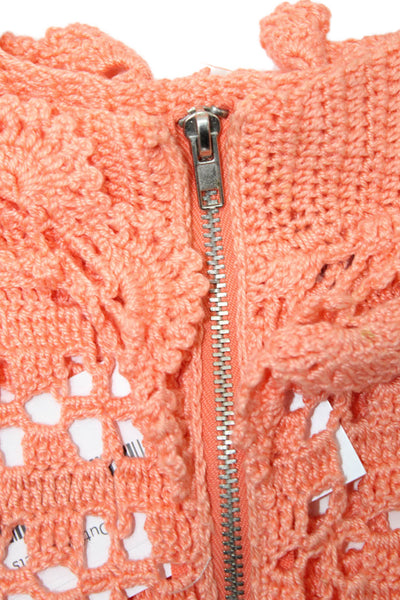 Anna Kosturova Girls Crochet Sleeveless Romper Orange Size 2Y