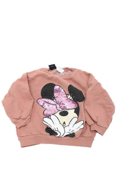 Zara Girls Cotton Mouse Character Crew Neck Sweatshirt Top Beige Size 3-4Y