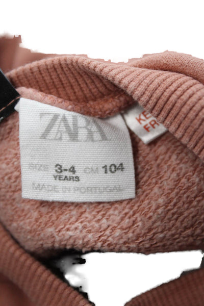 Zara Girls Cotton Mouse Character Crew Neck Sweatshirt Top Beige Size 3-4Y