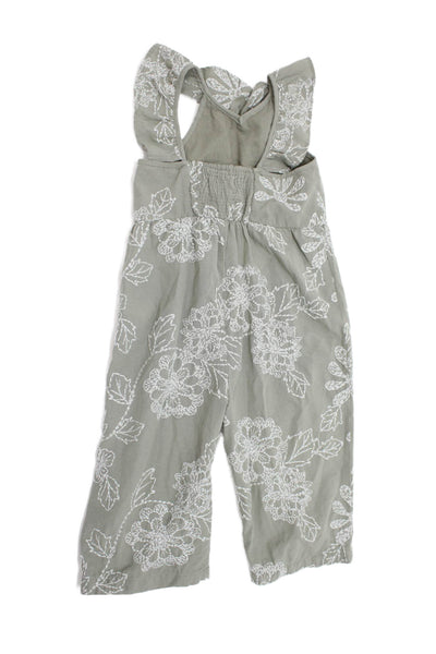 Zara Girls Embroidered Sleeveless Jumpsuit Sage Size 2-3Y