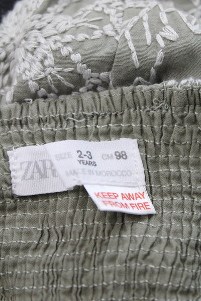 Zara Girls Embroidered Sleeveless Jumpsuit Sage Size 2-3Y