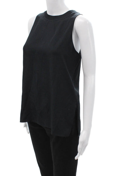 Vince Womens Basic Sleeveless Tank Black Cotton Crewneck Size S