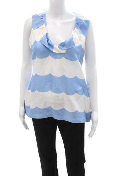 Devon Baer Womens Sleeveless Silk Blouse Light Blue Zip Beach Spring Size S