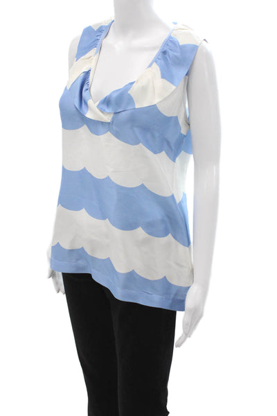 Devon Baer Womens Sleeveless Silk Blouse Light Blue Zip Beach Spring Size S