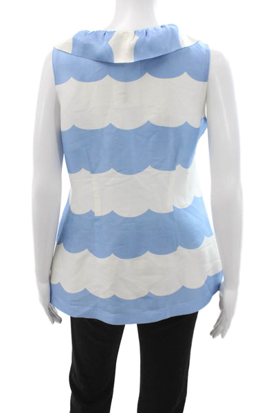 Devon Baer Womens Sleeveless Silk Blouse Light Blue Zip Beach Spring Size S