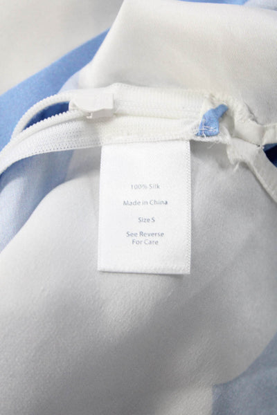 Devon Baer Womens Sleeveless Silk Blouse Light Blue Zip Beach Spring Size S