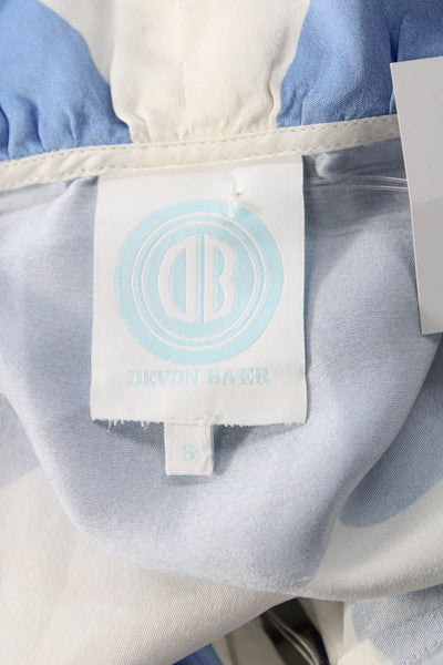 Devon Baer Womens Sleeveless Silk Blouse Light Blue Zip Beach Spring Size S