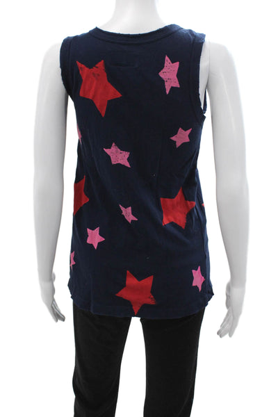 Current/Elliott Womens Basic Stars Graphic Tank Dark Blue 100% Cotton Size 0