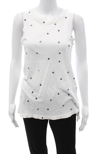 Current/Elliott Womens White Basic Tank Cotton Stars Size 0