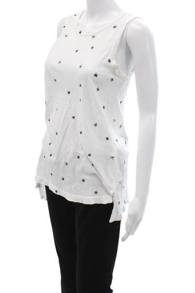 Current/Elliott Womens White Basic Tank Cotton Stars Size 0