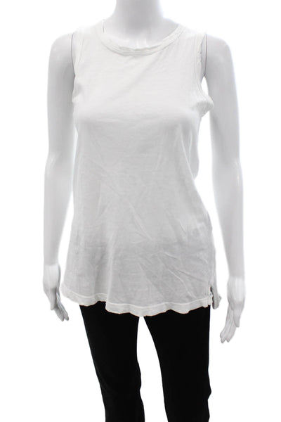 Current/Elliott Women Basic White Tank 100% Cotton Crewneck Size 0
