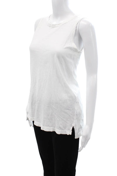 Current/Elliott Women Basic White Tank 100% Cotton Crewneck Size 0