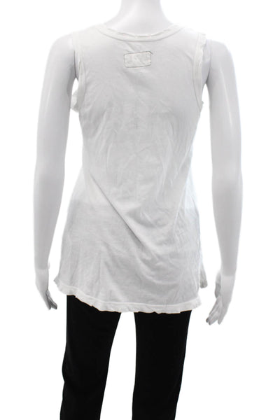 Current/Elliott Women Basic White Tank 100% Cotton Crewneck Size 0