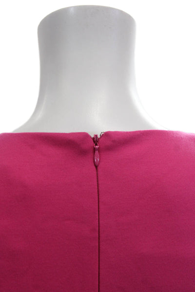 Cynthia Steffe Womens Sheath Dress Pink Crew Neck Short Sleeve Zip Size 8