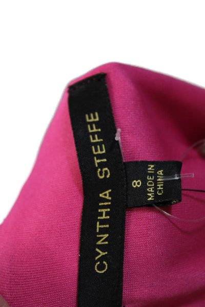 Cynthia Steffe Womens Sheath Dress Pink Crew Neck Short Sleeve Zip Size 8