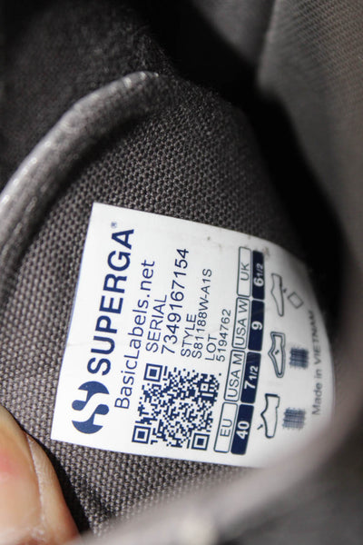 Superga Womens Leather Lace-Up Low-Top Casual Sneakers Gray Size 9
