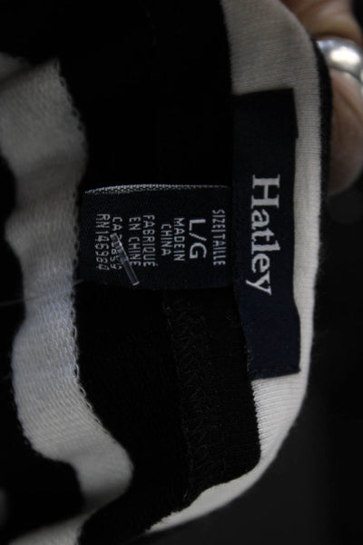 Hatley Women Black Striped Modal Blend Sleeveless Round Neck Blouse Size L