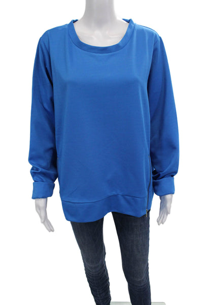 Addison Bay Womens Pullover Sweatshirt Blue Zip Crew Neck Long Sleeve Size XL