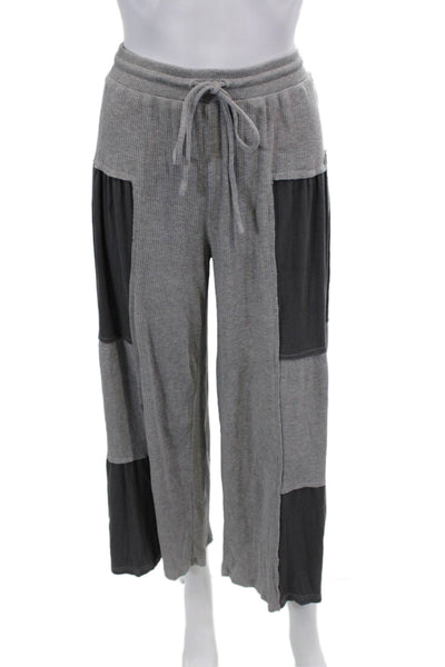 Pol Women Cropped Sweatpants Gray Drawstring Rayon Spandex Size M