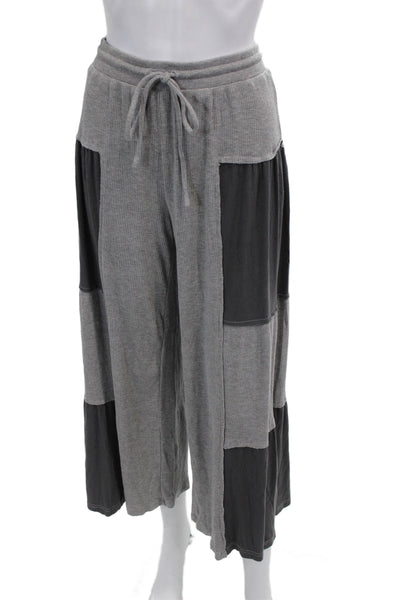 Pol Women Cropped Sweatpants Gray Drawstring Rayon Spandex Size M
