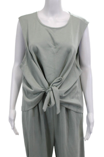 Davi & Dani Womens Jumpsuit Pants Outfit Gray Scoop Neck Sleeveless Size L