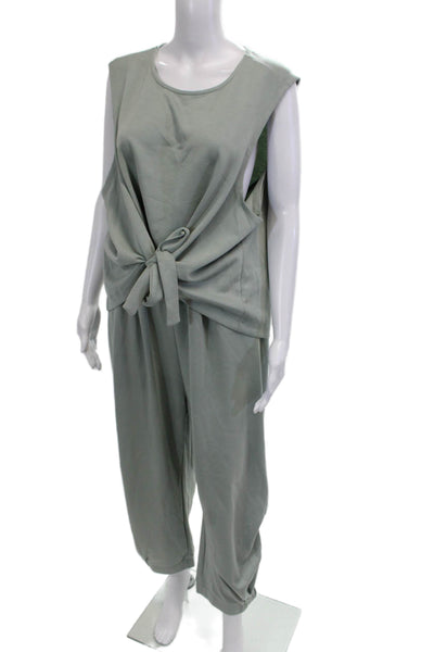 Davi & Dani Womens Jumpsuit Pants Outfit Gray Scoop Neck Sleeveless Size L