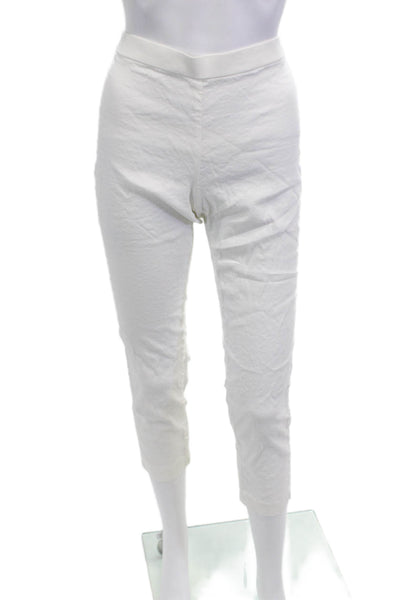 Theory Womens Cropped Ankle Pants White Linen Blend 25in Inseam Size 2
