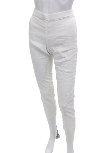 Theory Womens Cropped Ankle Pants White Linen Blend 25in Inseam Size 2