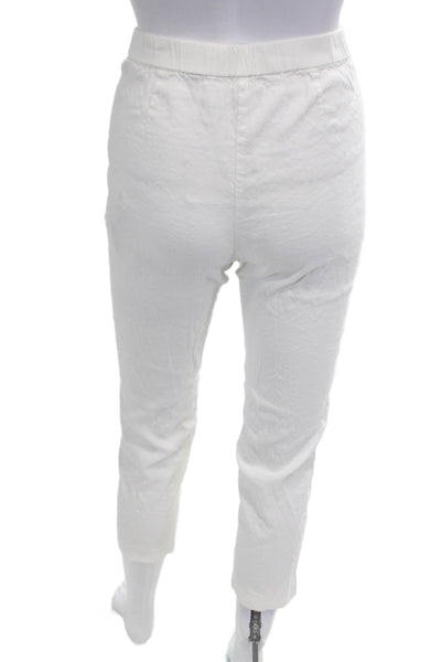 Theory Womens Cropped Ankle Pants White Linen Blend 25in Inseam Size 2