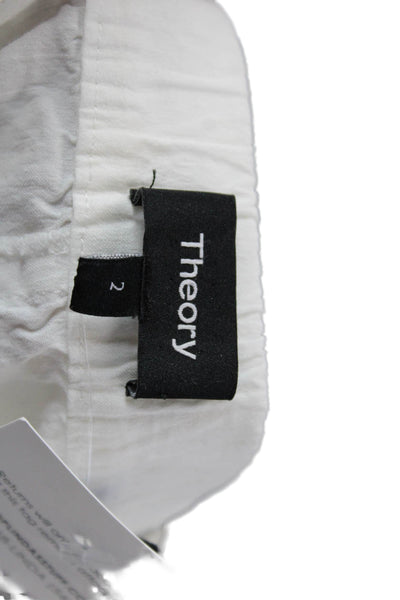 Theory Womens Cropped Ankle Pants White Linen Blend 25in Inseam Size 2