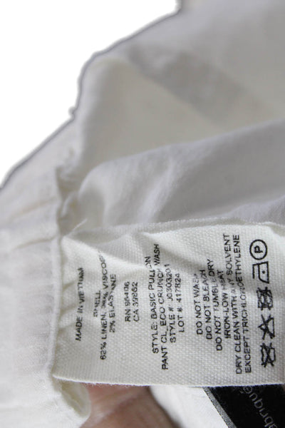 Theory Womens Cropped Ankle Pants White Linen Blend 25in Inseam Size 2